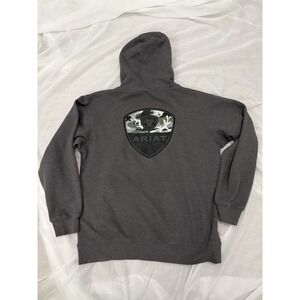 Ariat Camo Graphic Print Hooded Fleece Pullover Hoodie Gray Men's M